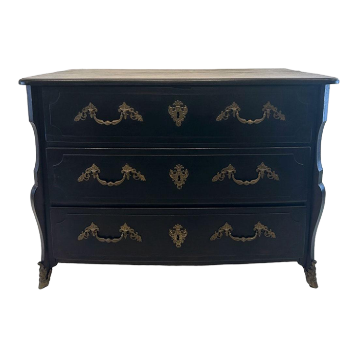 18th century french black regence chest 6203