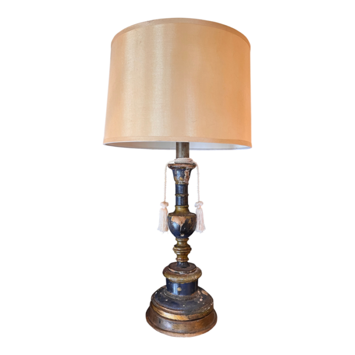 18th century french painted and polychrome decorated parcel gilt and blue table lamp 8234