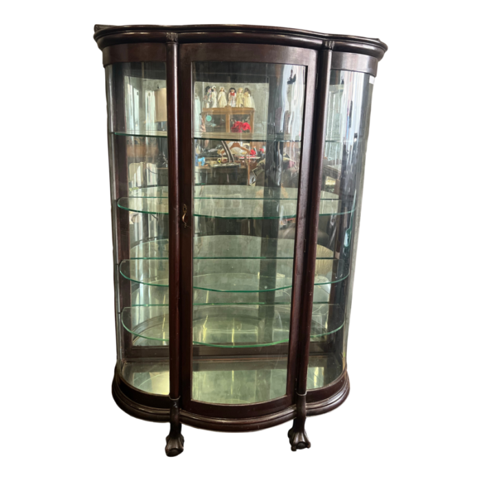 1900s bow front display cabinet 2283