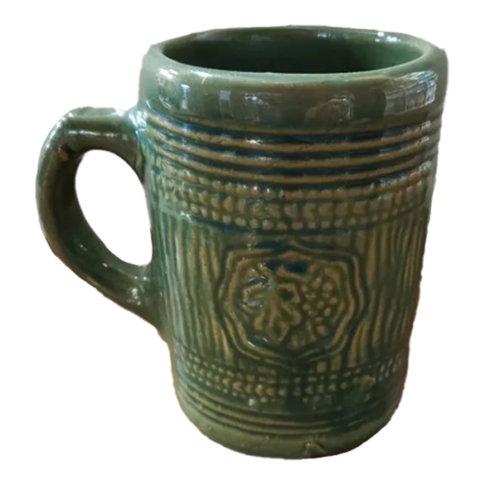 1920s mccoy green stoneware barrel mug 8232