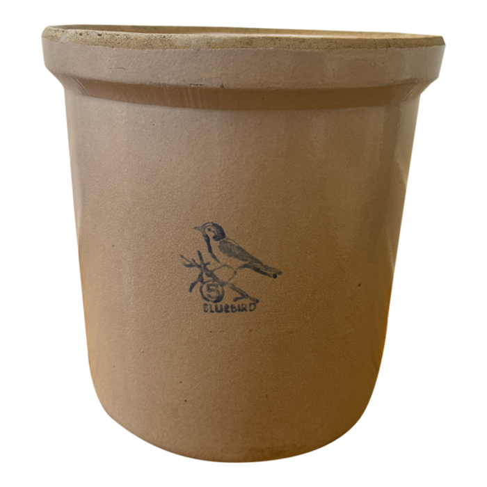 1930s five gallon crock with blue bird 5948