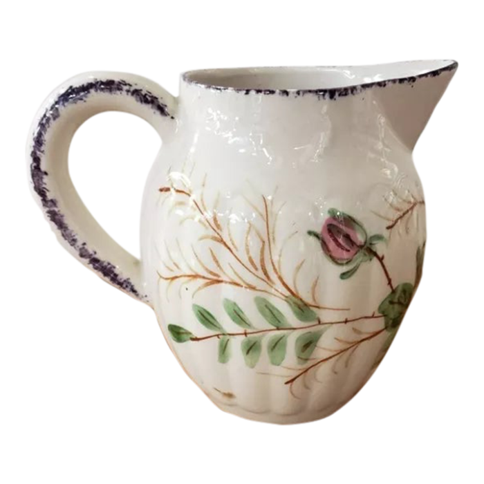 1940s blue ridge southern properties hand painted party goer pattern virginia shaped pitcher made in usa 9266