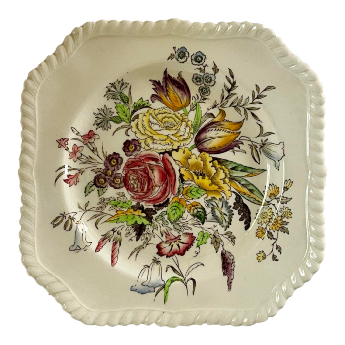 1940s garden bouquet square decorative plate 4547