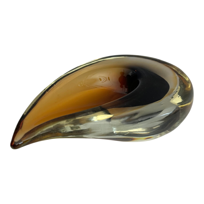 1950s amber murano style glass dish 8297