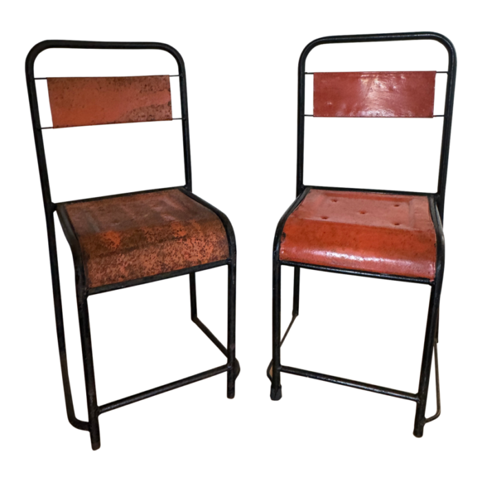 1950s industrial iron chairs a pair 8522