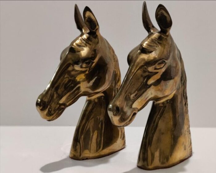 1950s sculptural brass horse head bookends a pair 3086