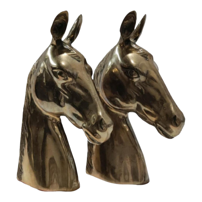 1950s sculptural brass horse head bookends a pair 3778