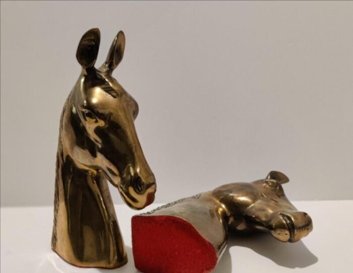 1950s sculptural brass horse head bookends a pair 4475