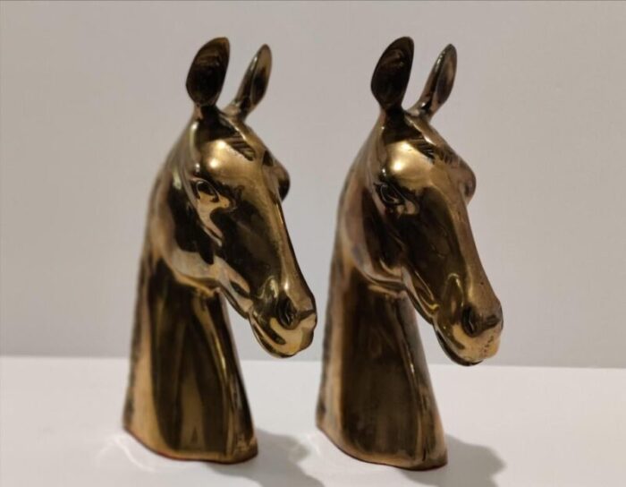 1950s sculptural brass horse head bookends a pair 5654