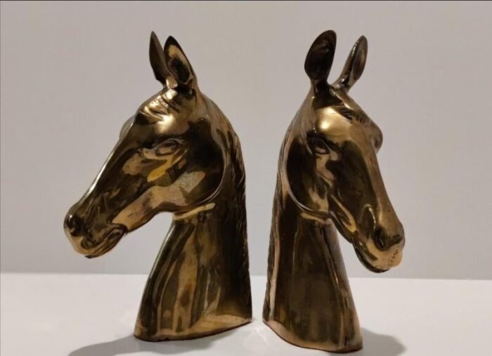 1950s sculptural brass horse head bookends a pair 6728