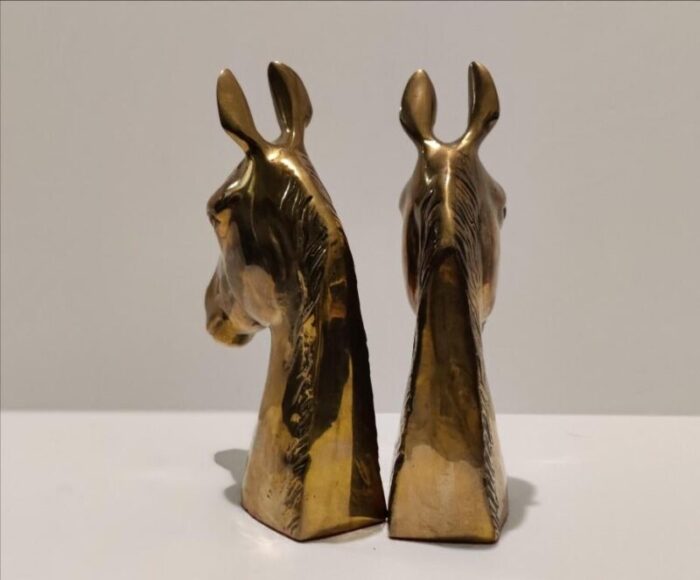 1950s sculptural brass horse head bookends a pair 8517