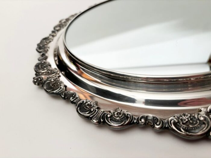 1950s sterling silver plate baroque by wallace platform mirror 1012