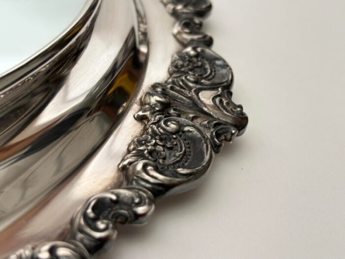 1950s sterling silver plate baroque by wallace platform mirror 2440