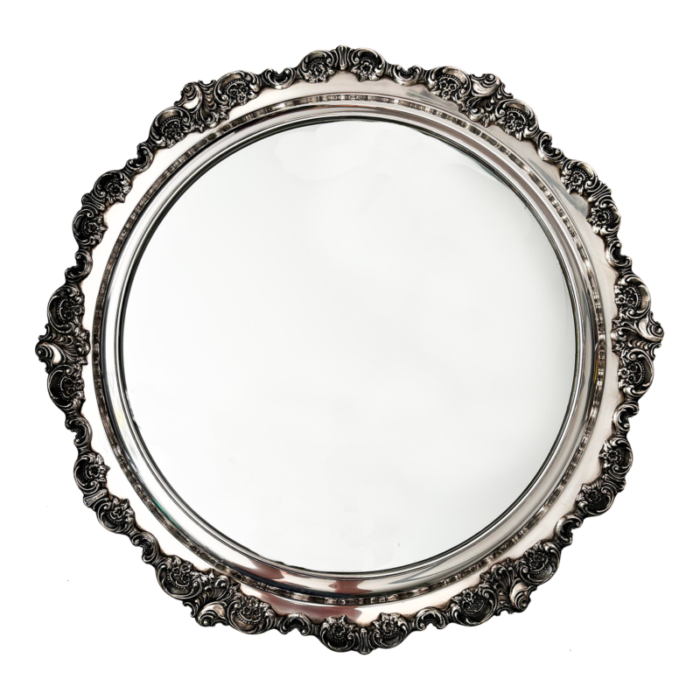 1950s sterling silver plate baroque by wallace platform mirror 3667