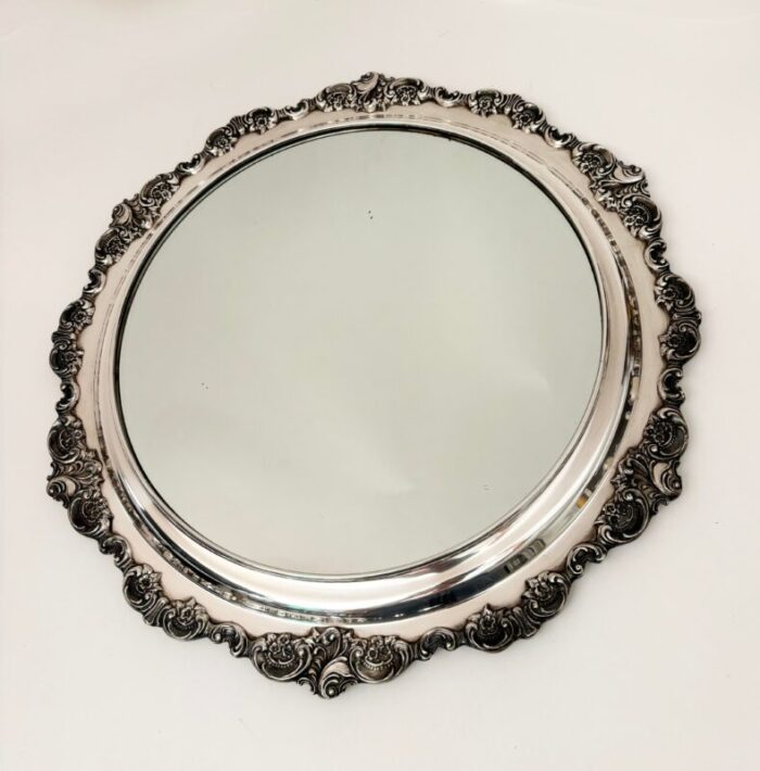 1950s sterling silver plate baroque by wallace platform mirror 5212