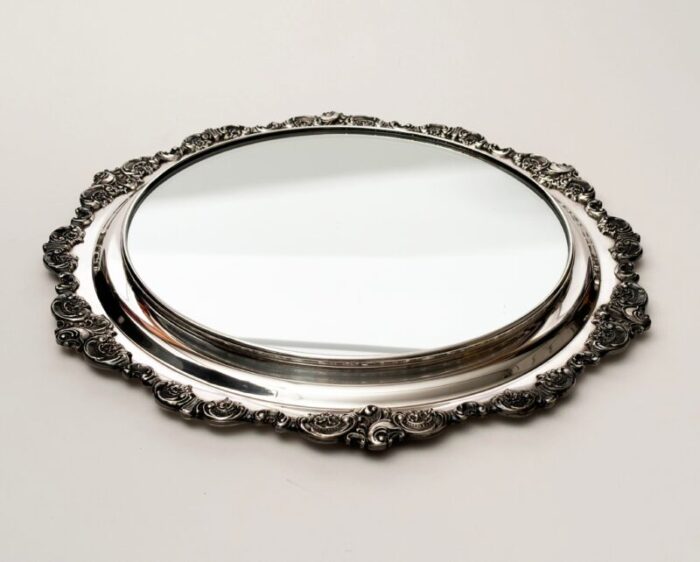 1950s sterling silver plate baroque by wallace platform mirror 8274