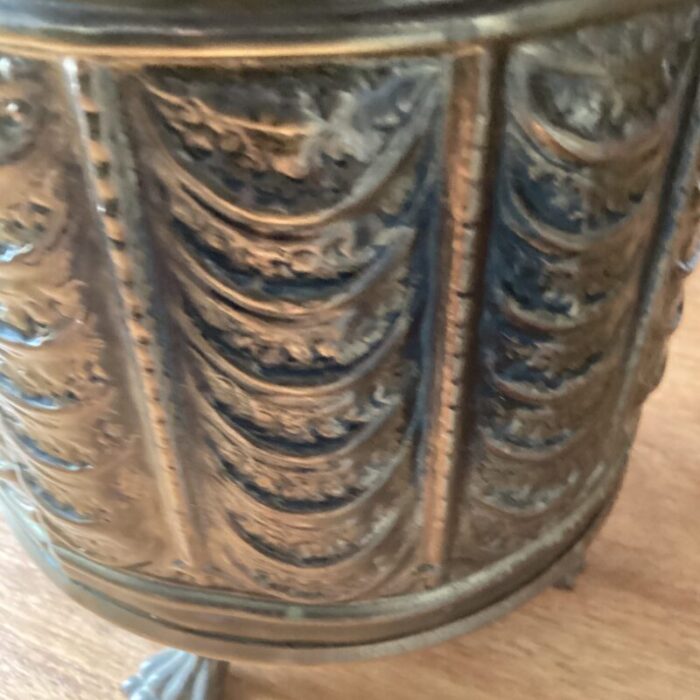 1950s vintage english repousse brass footed cachepot planter 7821