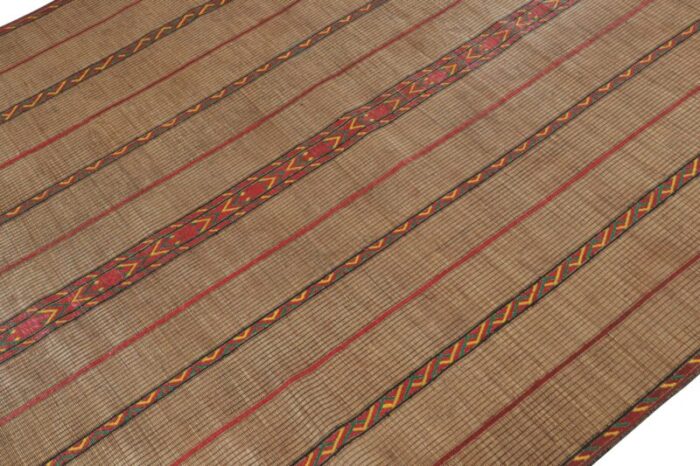 1950s vintage moroccan tuareg mat in beige and red stripes from rug and kilim 5793