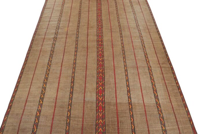 1950s vintage moroccan tuareg mat in beige and red stripes from rug and kilim 9004