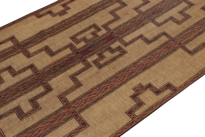 1950s vintage moroccan tuareg mat in beige with geometric patterns from rug and kilim 4295