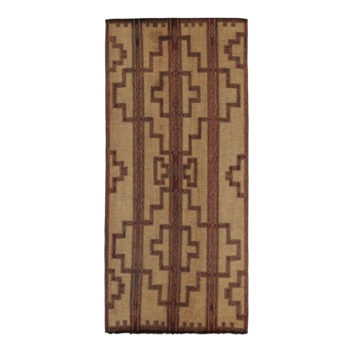 1950s vintage moroccan tuareg mat in beige with geometric patterns from rug and kilim 8417