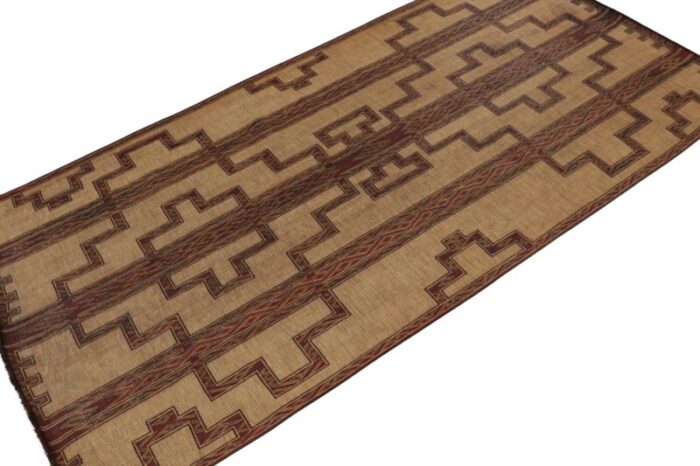 1950s vintage moroccan tuareg mat in beige with geometric patterns from rug and kilim 8870