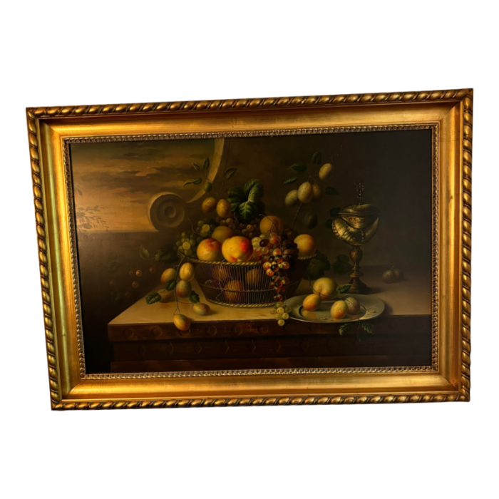 1960s large still life painting by american artist carl romney framed 8929