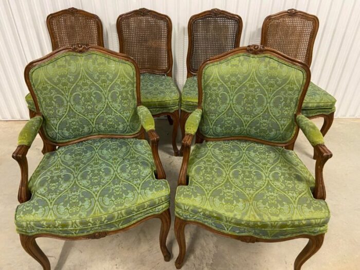 1960s richard wheelright mid 20th century country french provincial cane back dining chairs set of 6 4723