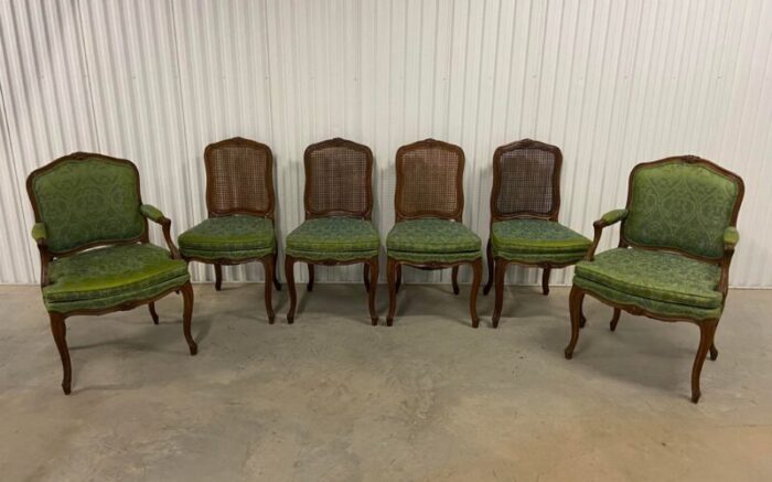 1960s richard wheelright mid 20th century country french provincial cane back dining chairs set of 6 8311