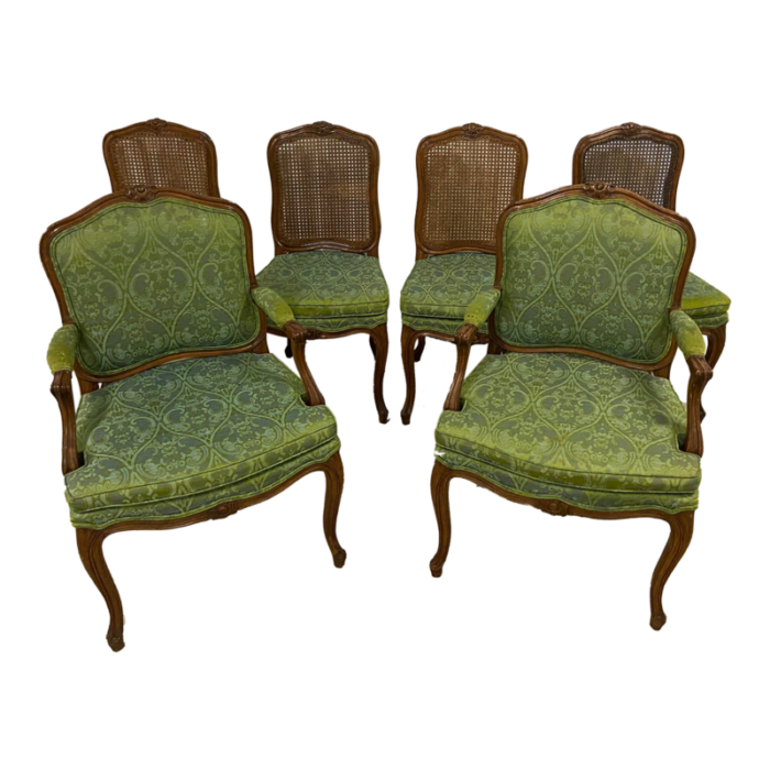 1960s richard wheelright mid 20th century country french provincial cane back dining chairs set of 6 8353