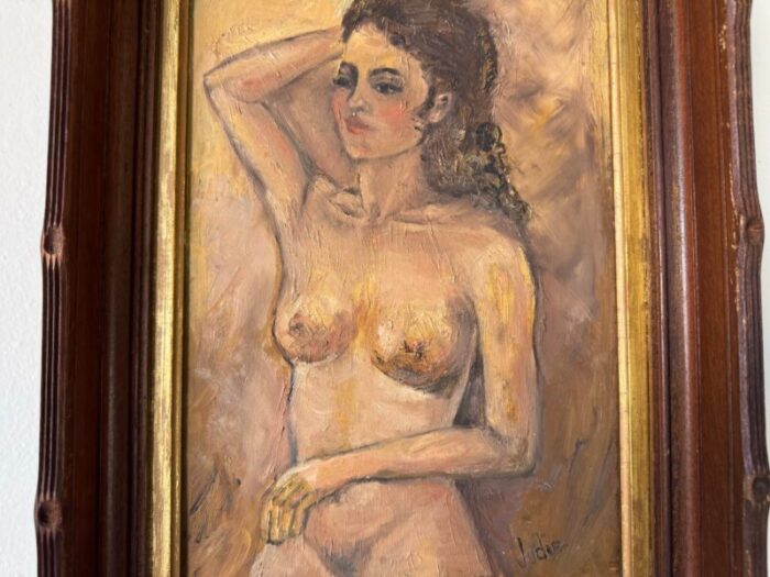 1960s vintage judie nude oil painting framed 2073