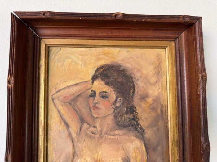 1960s vintage judie nude oil painting framed 7170