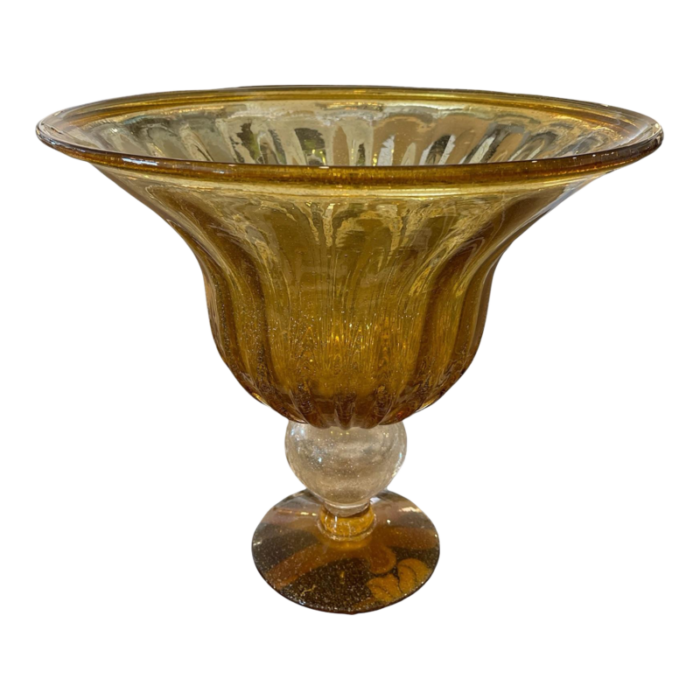 1970s amber footed glass bowl 9618