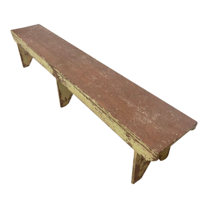 1970s antique rustic wooden farm bench 3877