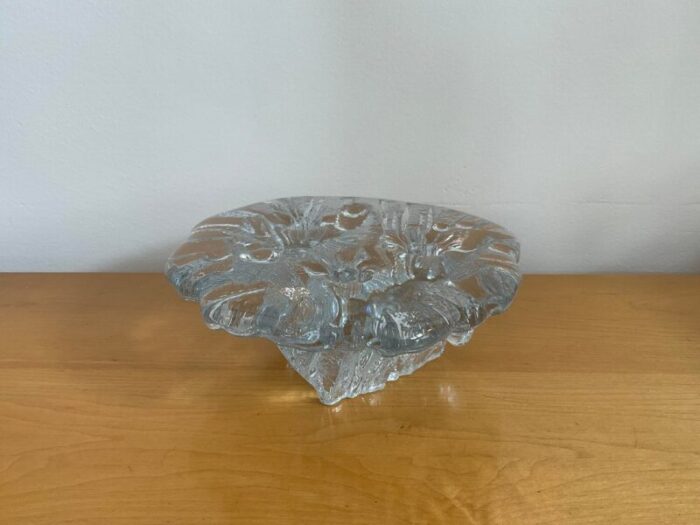 1970s don shepherd for blenko ice floe glass dish 3 light candle holder 8022