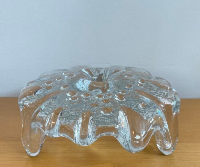 1970s don shepherd for blenko ice floe glass dish single taper candle holder 0972