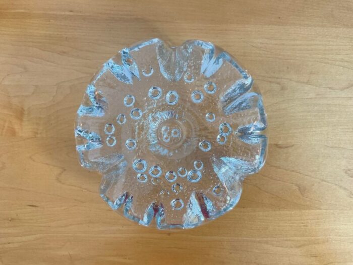 1970s don shepherd for blenko ice floe glass dish single taper candle holder 1315