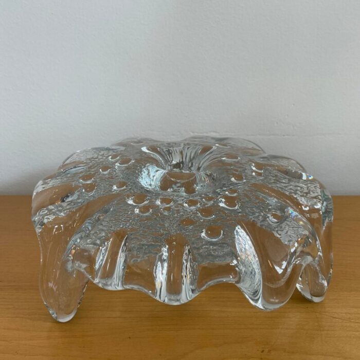 1970s don shepherd for blenko ice floe glass dish single taper candle holder 2924