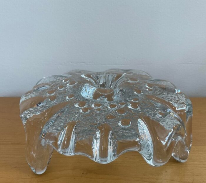 1970s don shepherd for blenko ice floe glass dish single taper candle holder 6927