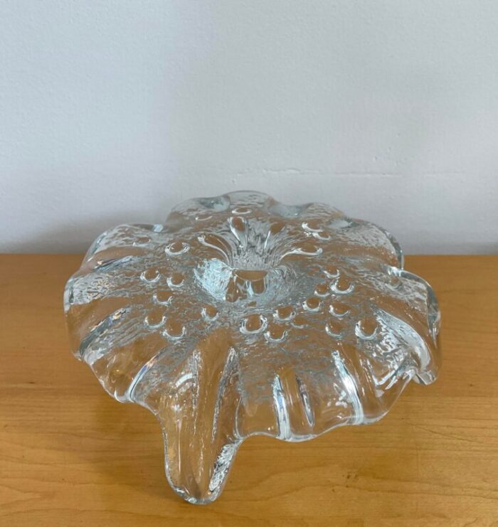 1970s don shepherd for blenko ice floe glass dish single taper candle holder 8989