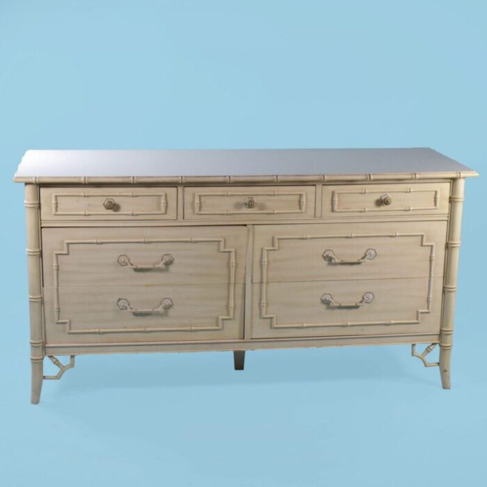 1970s faux bamboo allegro dresser 2669