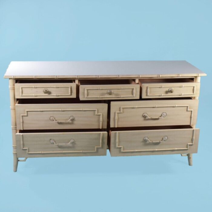 1970s faux bamboo allegro dresser 3603