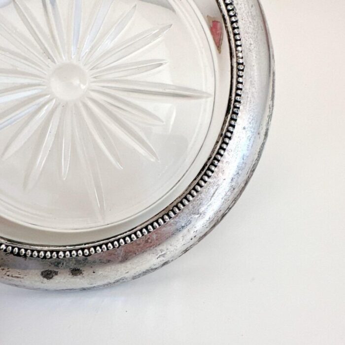 1970s frank m whiting and co sterling silver and glass wine coaster caddy 8120