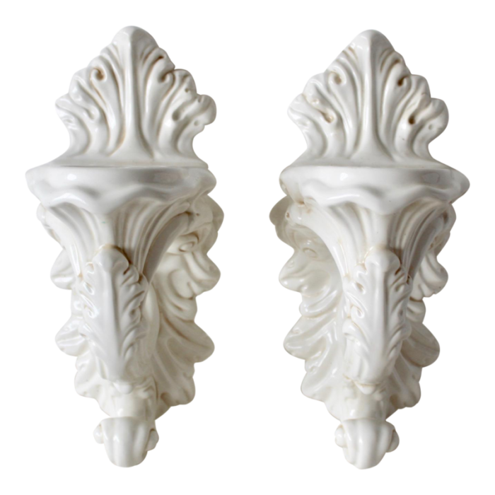 1980s italian carraro vittorio majolica ceramic wall sconces a pair 0457