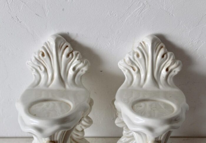 1980s italian carraro vittorio majolica ceramic wall sconces a pair 0473