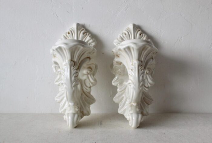 1980s italian carraro vittorio majolica ceramic wall sconces a pair 5174