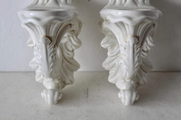 1980s italian carraro vittorio majolica ceramic wall sconces a pair 6072