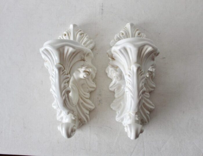 1980s italian carraro vittorio majolica ceramic wall sconces a pair 7717