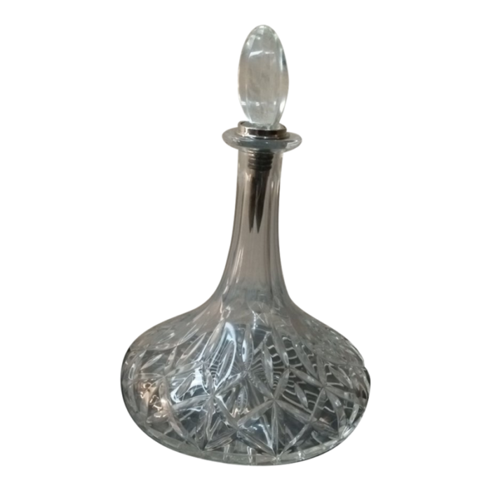 1980s lenox cut crystal pinwheel pattern squat decanter bottle 2417