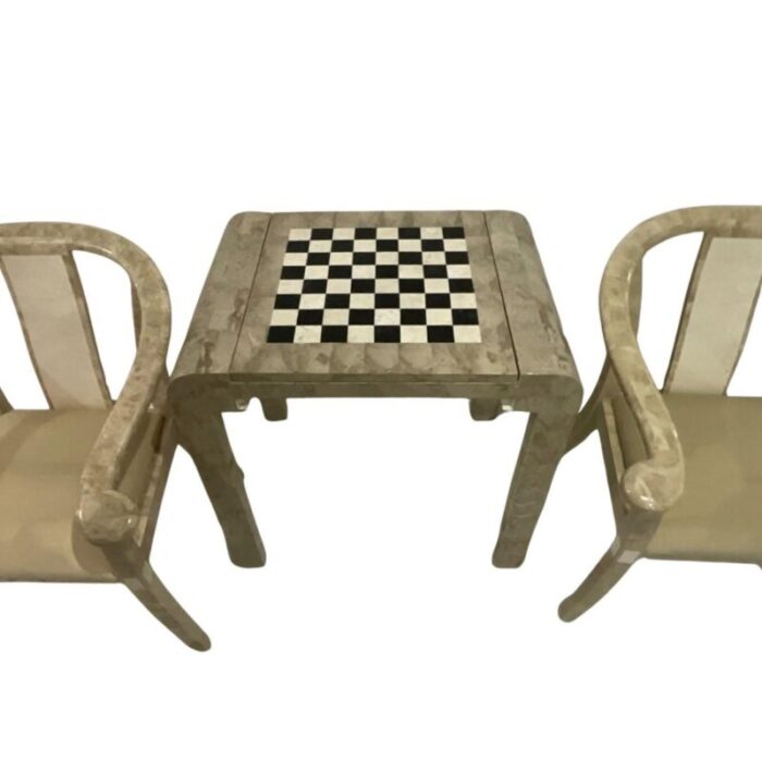 1980s marquis collection of beverly hills game table and chairs set of 3 3899